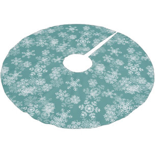 Tree Skirt-Snowflakes-Teal Brushed Polyester Tree Skirt