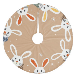 Tree Skirt with Christmas bunnies and snowflakes