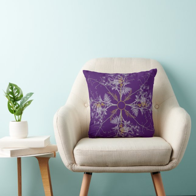 Tree Snowflake Purple Throw Pillow (Chair)
