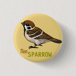 tree sparrow 1 inch round button