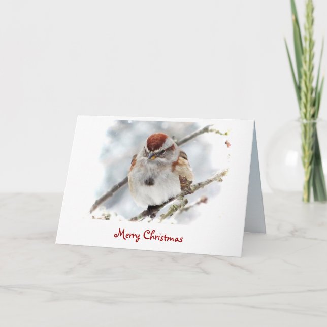 Tree Sparrow Christmas Holiday Card (Front)