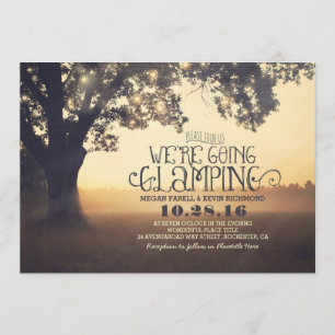 Tree String Lights - We Are Going Glamping Wedding Invitation