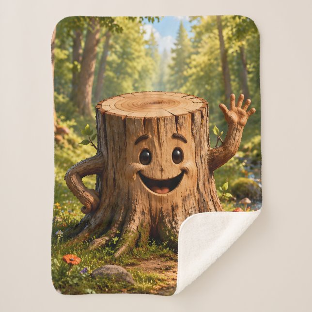 Tree stump fleece blanket (Front)