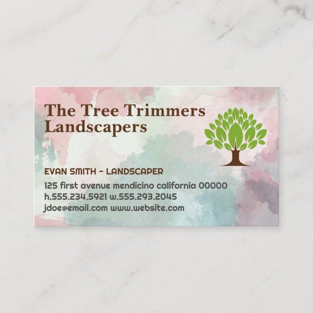 Tree Stylized | Gardening Landscapers Business Card (Front)