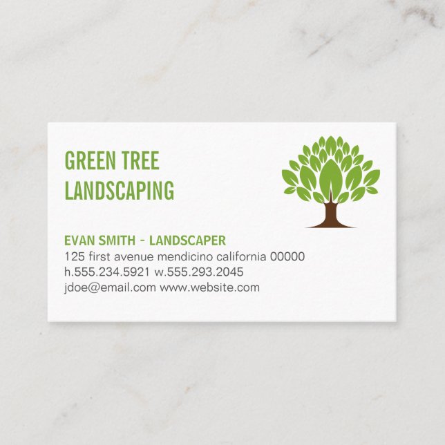 Tree Stylized Logo Business Card (Front)