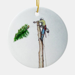 Tree Surgeon Arborist at work present Ceramic Ornament