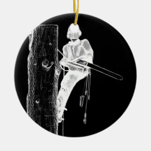 Tree Surgeon Arborist at work present Chainsaw Ceramic Ornament
