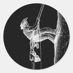 Tree Surgeon Arborist at work present Chainsaw Classic Round Sticker
