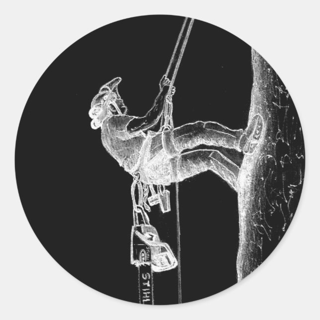 Tree Surgeon Arborist at work present Chainsaw Classic Round Sticker (Front)