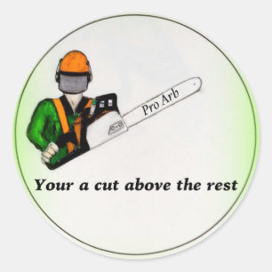 Tree Surgeon Arborist at work present Chainsaw Classic Round Sticker