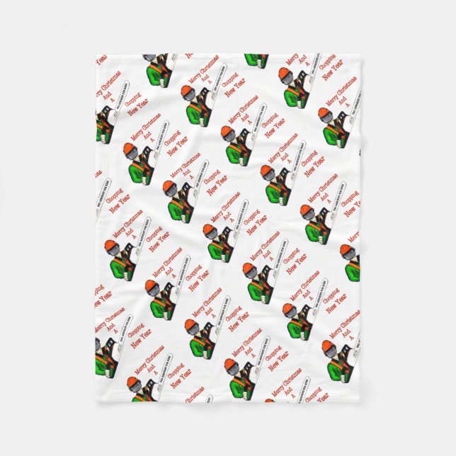 Tree Surgeon Arborist at work present Chainsaw Fleece Blanket (Front)
