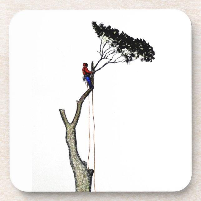 Tree Surgeon Arborist at work present Chainsaw Gif Coaster (Front)