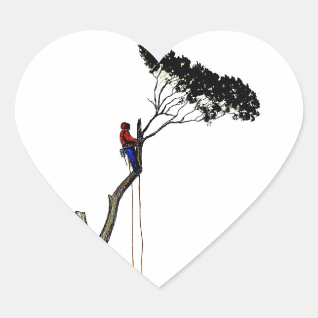 Tree Surgeon Arborist at work present Chainsaw Gif Heart Sticker (Front)