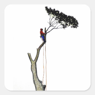 Tree Surgeon Arborist at work present Chainsaw Gif Square Sticker