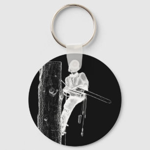 Tree Surgeon Arborist at work present Chainsaw Keychain