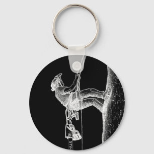 Tree Surgeon Arborist at work present Chainsaw Keychain