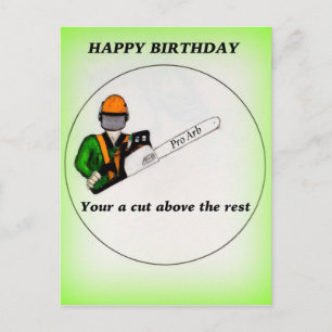 Tree Surgeon Arborist at work present Chainsaw Postcard