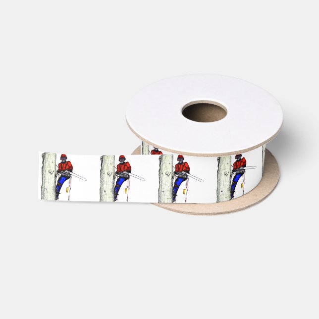 Tree Surgeon Arborist at work present Chainsaw Satin Ribbon (Spool)
