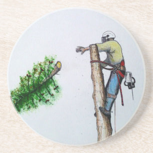 Tree Surgeon Arborist at work present Coaster
