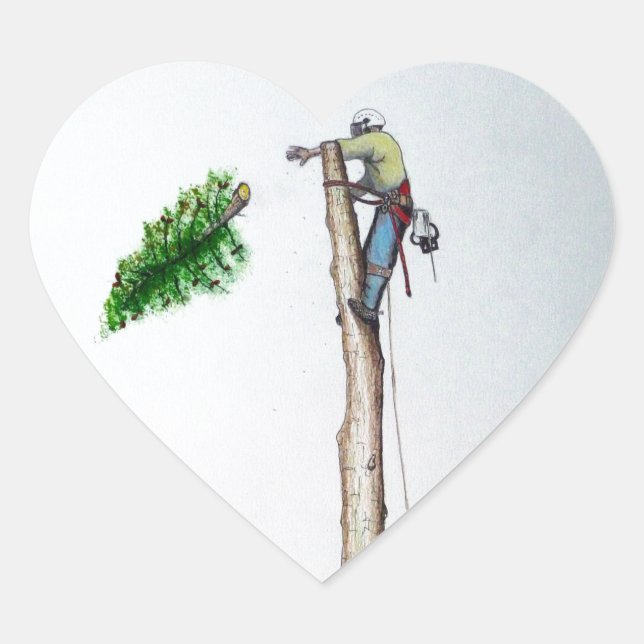 Tree Surgeon Arborist at work present Heart Sticker (Front)