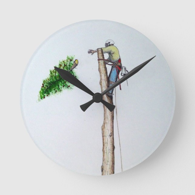 Tree Surgeon Arborist at work present Round Clock (Front)