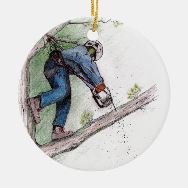 Tree Surgeon Arborist Ceramic Ornament (Front)