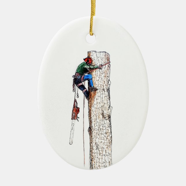 Tree Surgeon Arborist Ceramic Tree Decoration (Front)