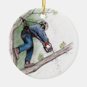Tree Surgeon Arborist Chainsaw Ceramic Ornament