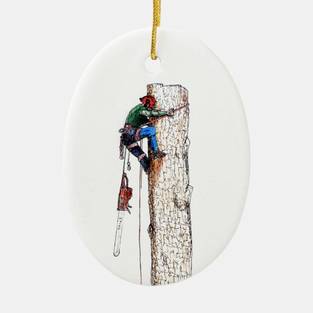 Tree Surgeon Arborist Chainsaw Ceramic Ornament (Front)