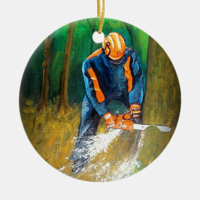 Tree Surgeon Arborist Forester Ceramic Ornament (Front)