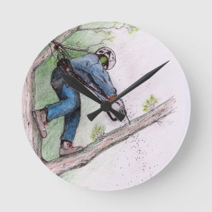Tree Surgeon Arborist Lumberjack Round Clock