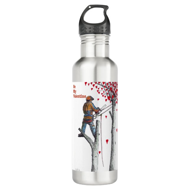 Tree surgeon Arborist Valentine Card 710 Ml Water Bottle (Front)