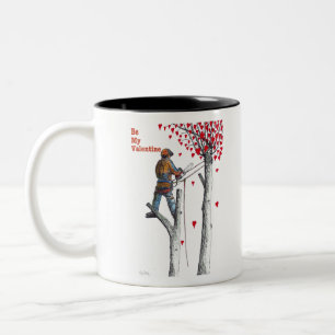Tree surgeon Arborist Valentine Card Two-Tone Coffee Mug