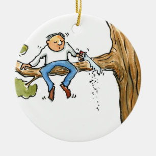 Tree surgeon ceramic ornament