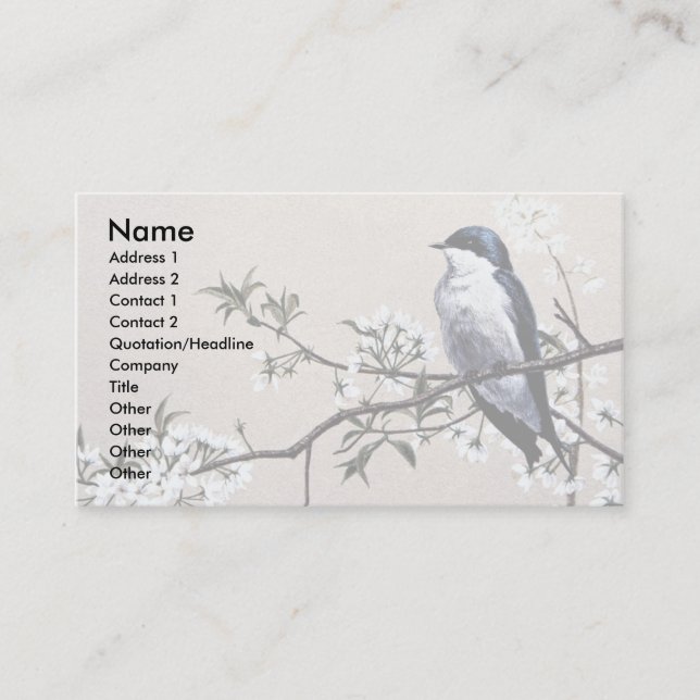 Tree swallow business card (Front)