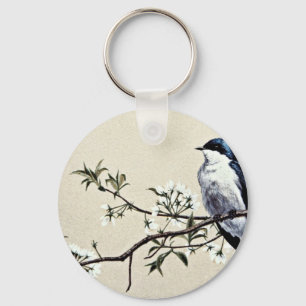 Tree swallow flowers keychain
