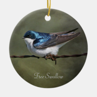 Tree Swallow Round Ceramic Ornament