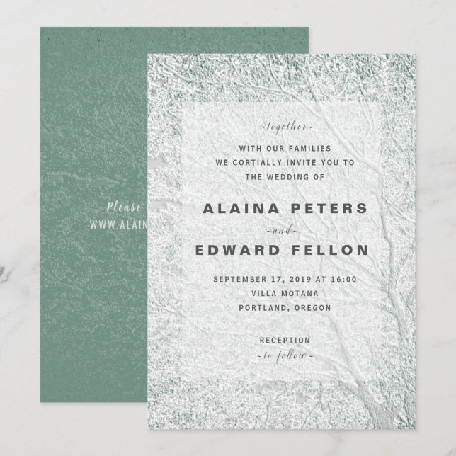 Tree Themed Unique Embossed-Like Wedding © Invitation (Front/Back)