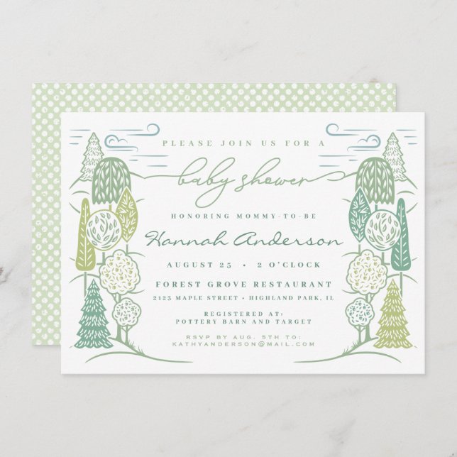 Tree Top Baby Shower Gender Neutral Green Invitation (Front/Back)