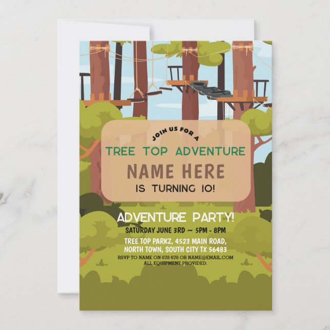 Tree Top Birthday Adventure Park Outdoor Invite (Front)