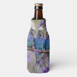 Tree Top Chatter: Blue Budgies In Jacaranda Tree, Bottle Cooler