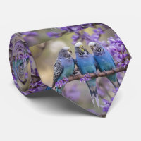 Tree Top Chatter: Blue Budgies In Jacaranda Tree,
