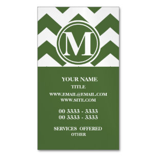 Tree Top Chevron Monogrammed Magnetic Business Card