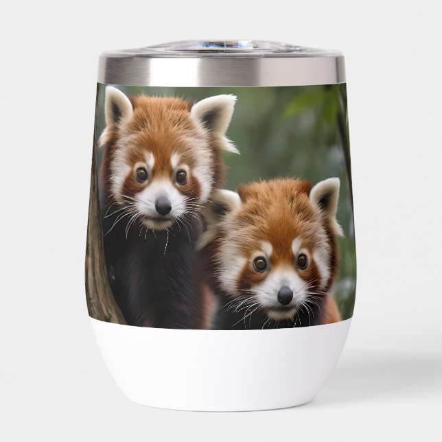 "Tree-top Explorers: Baby Red Pandas Looking Out (Front)