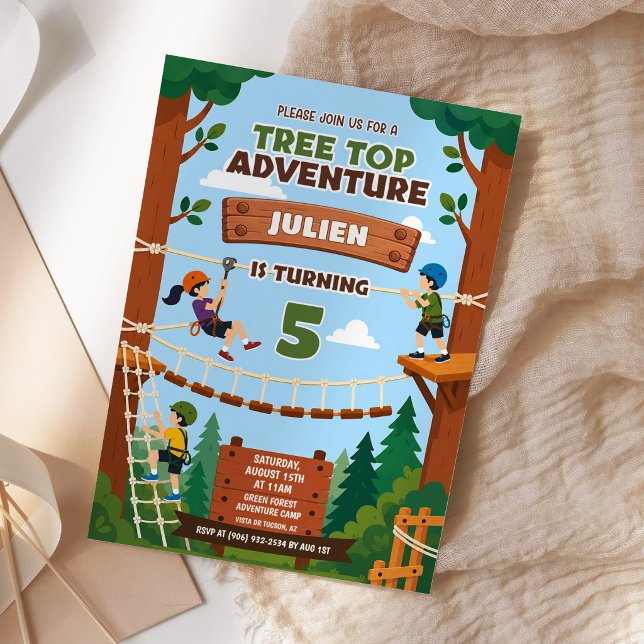 Tree Top Outdoor Adventure Birthday Party Invitation (Creator Uploaded)