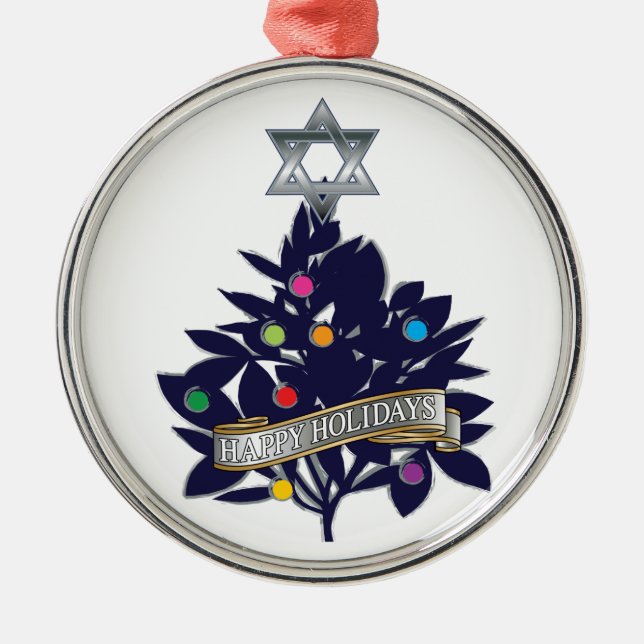 Tree Top Star of David Metal Ornament (Front)