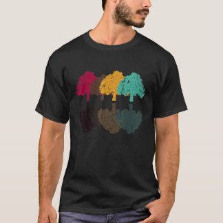 Tree Trees Retro Style For Hiking Mountains Forest T-Shirt