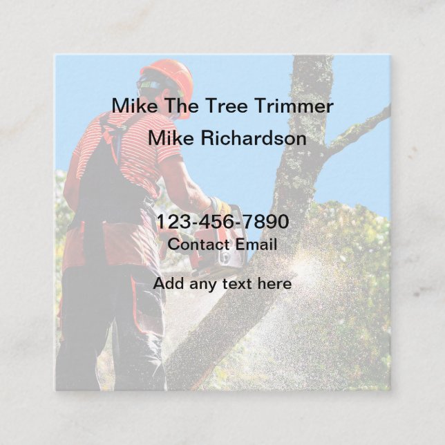 Tree Trimmer Simple Business Cards Design (Front)