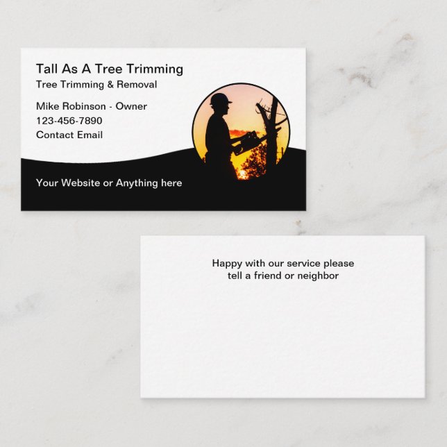 Tree Trimming And Removal Business Card (Front/Back)