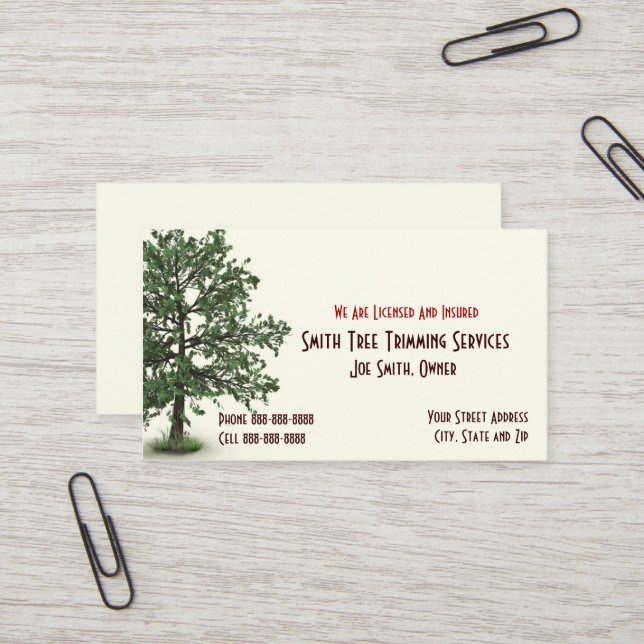 Tree Trimming Care Services Business Card (Front/Back In Situ)